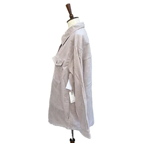 GOOD AMERICAN Corduroy Shacket In Bone Size 3/4 L/XL - Picture 9 of 10